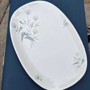 MCM Vintage White and Blue Floral Serving China Platter